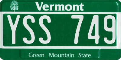 VT license plate YSS749