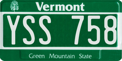 VT license plate YSS758