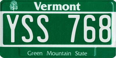 VT license plate YSS768
