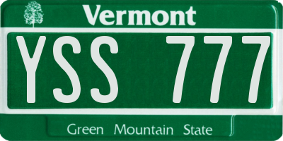 VT license plate YSS777