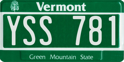 VT license plate YSS781