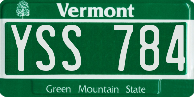 VT license plate YSS784