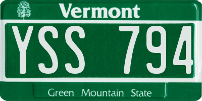 VT license plate YSS794