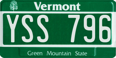 VT license plate YSS796