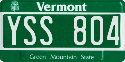 VT license plate YSS804