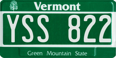VT license plate YSS822