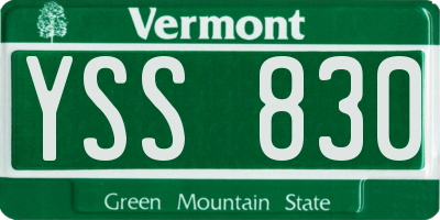 VT license plate YSS830