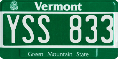VT license plate YSS833