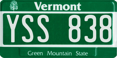 VT license plate YSS838
