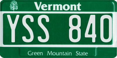 VT license plate YSS840