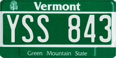 VT license plate YSS843