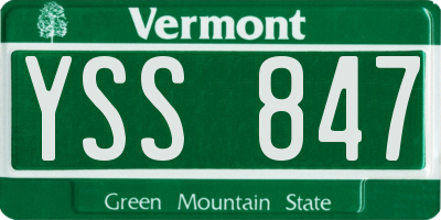 VT license plate YSS847