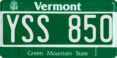 VT license plate YSS850