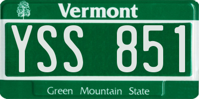 VT license plate YSS851