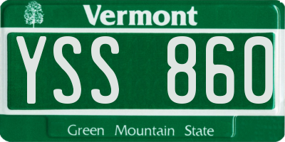 VT license plate YSS860