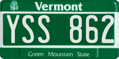 VT license plate YSS862