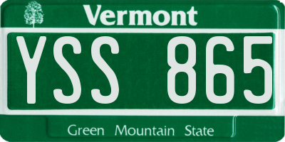 VT license plate YSS865
