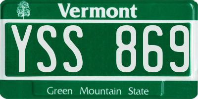 VT license plate YSS869