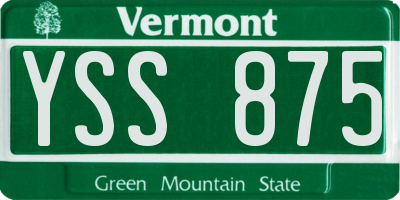 VT license plate YSS875