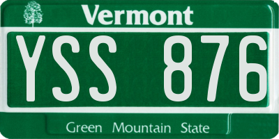 VT license plate YSS876