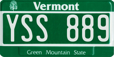 VT license plate YSS889