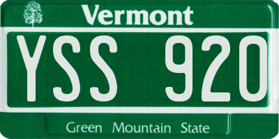 VT license plate YSS920