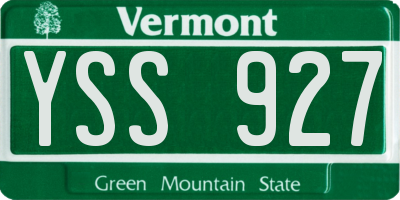 VT license plate YSS927