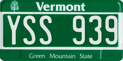 VT license plate YSS939