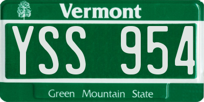 VT license plate YSS954