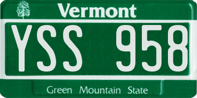 VT license plate YSS958