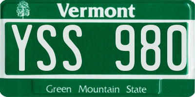 VT license plate YSS980