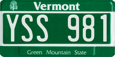 VT license plate YSS981