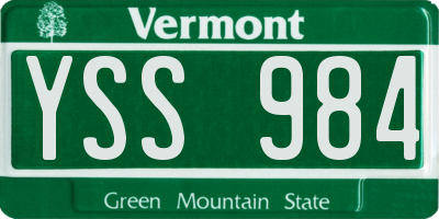 VT license plate YSS984