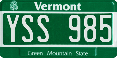 VT license plate YSS985