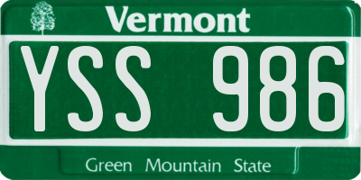 VT license plate YSS986