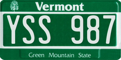 VT license plate YSS987