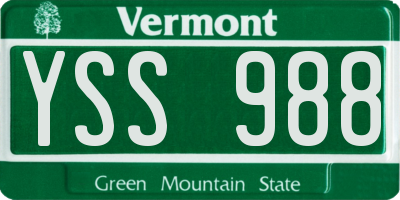 VT license plate YSS988