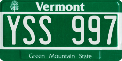 VT license plate YSS997