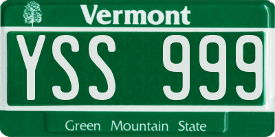 VT license plate YSS999