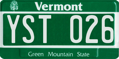 VT license plate YST026