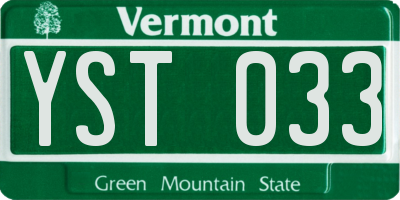 VT license plate YST033