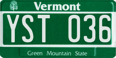VT license plate YST036