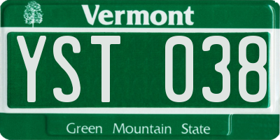 VT license plate YST038
