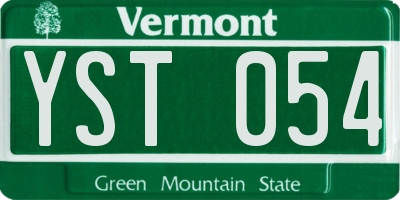 VT license plate YST054