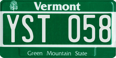 VT license plate YST058