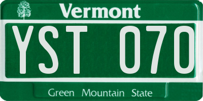 VT license plate YST070