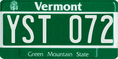 VT license plate YST072