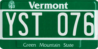 VT license plate YST076