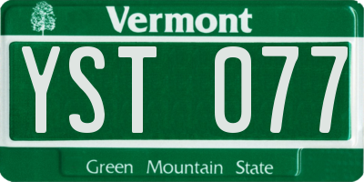 VT license plate YST077