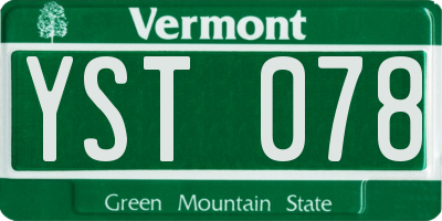 VT license plate YST078